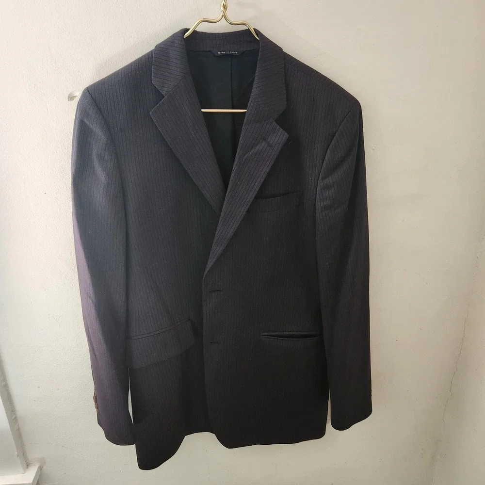 Banana Republic‎ Mens 38R Pinstripe Blazer Jacket Charcoal 2-Button Suit Coat
